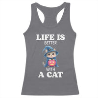 Halloween Kitty Racerback Tank Top Cute Life Is Better With A Cat - Wonder Print Shop