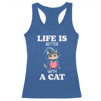 Halloween Kitty Racerback Tank Top Cute Life Is Better With A Cat - Wonder Print Shop
