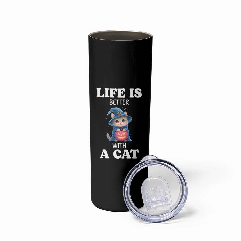 Halloween Kitty Skinny Tumbler Cute Life Is Better With A Cat