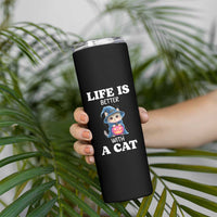 Halloween Kitty Skinny Tumbler Cute Life Is Better With A Cat