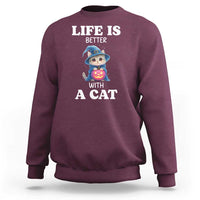 Halloween Kitty Sweatshirt Cute Life Is Better With A Cat - Wonder Print Shop