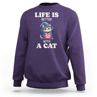 Halloween Kitty Sweatshirt Cute Life Is Better With A Cat - Wonder Print Shop