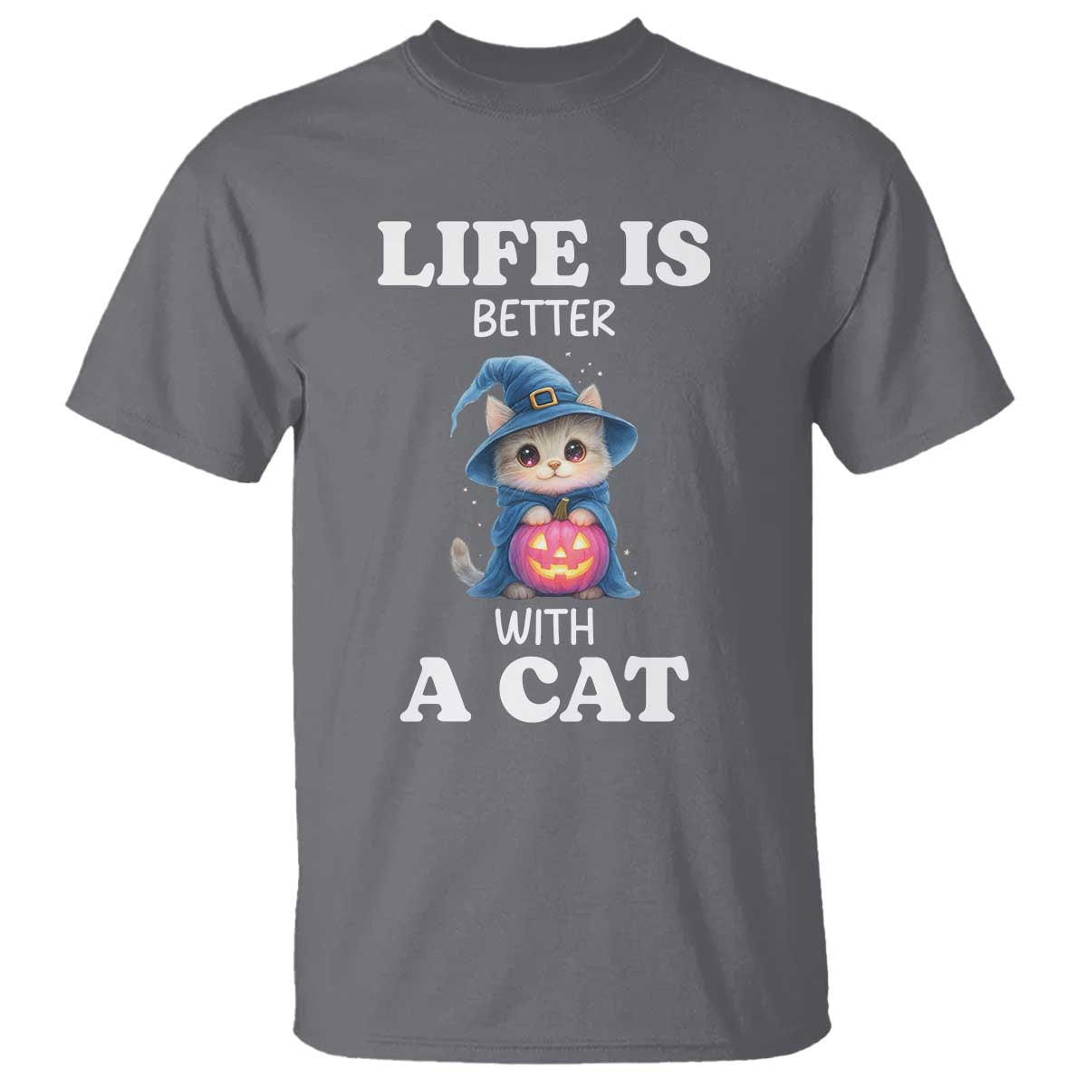 Halloween Kitty T Shirt Cute Life Is Better With A Cat - Wonder Print Shop