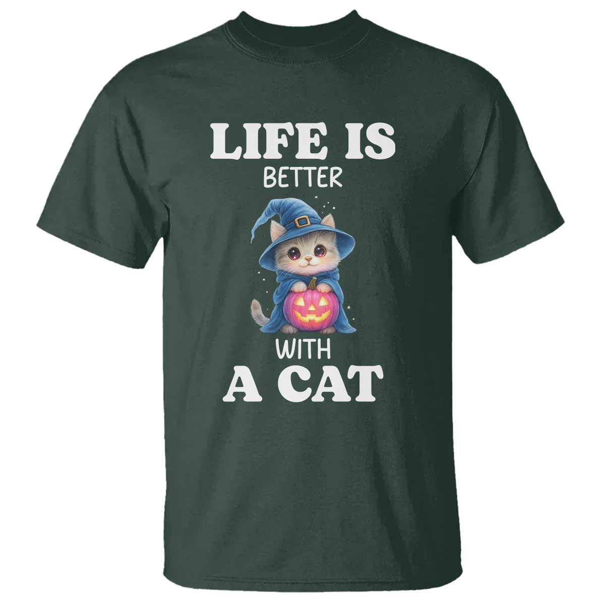 Halloween Kitty T Shirt Cute Life Is Better With A Cat - Wonder Print Shop