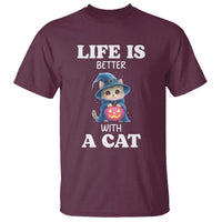 Halloween Kitty T Shirt Cute Life Is Better With A Cat - Wonder Print Shop