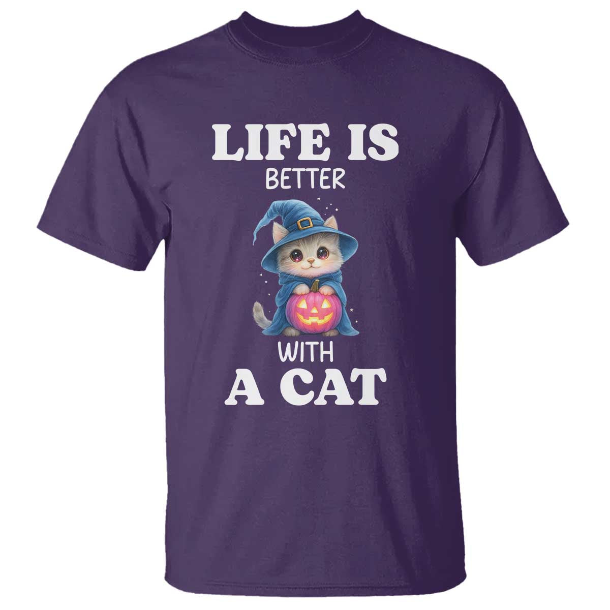 Halloween Kitty T Shirt Cute Life Is Better With A Cat - Wonder Print Shop