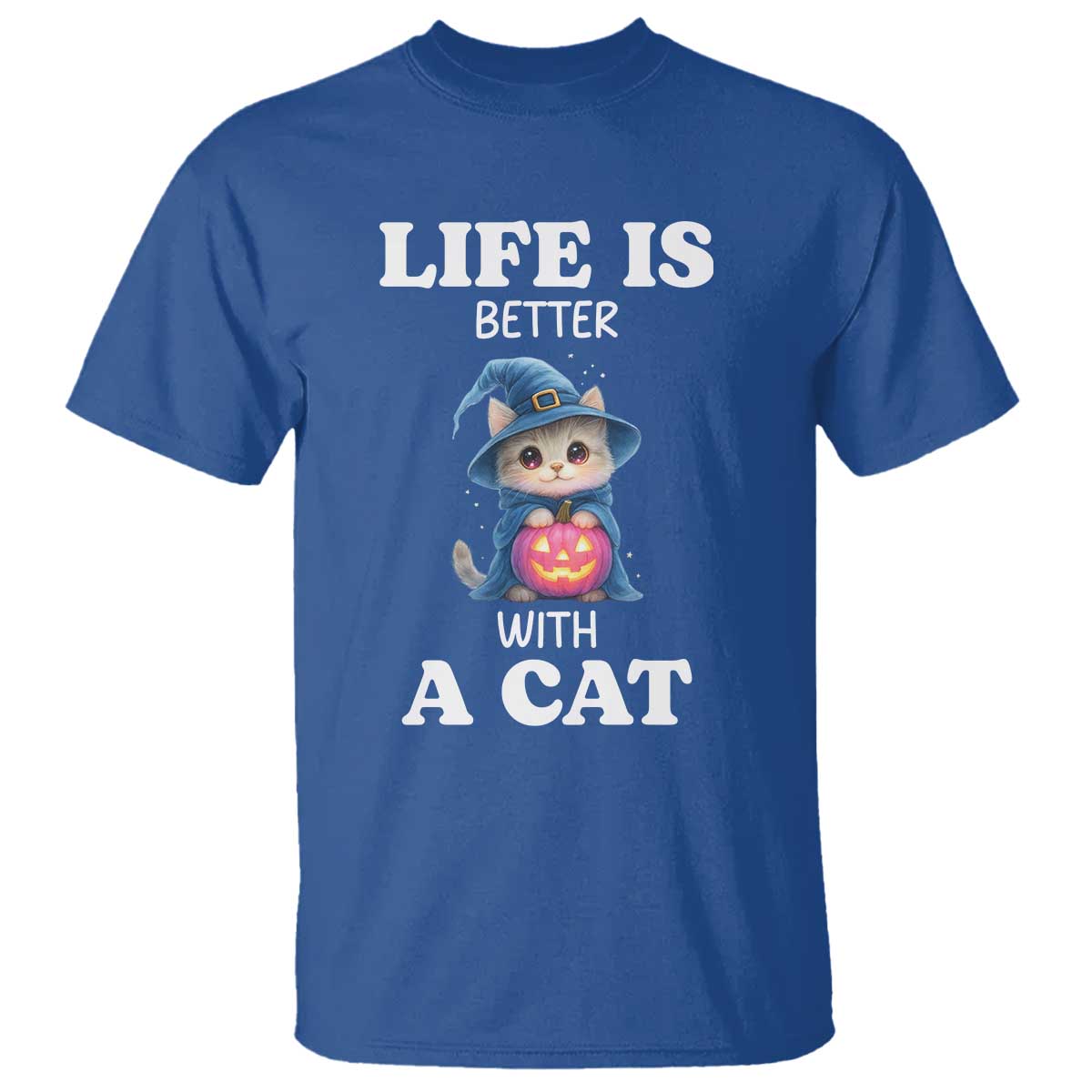 Halloween Kitty T Shirt Cute Life Is Better With A Cat - Wonder Print Shop