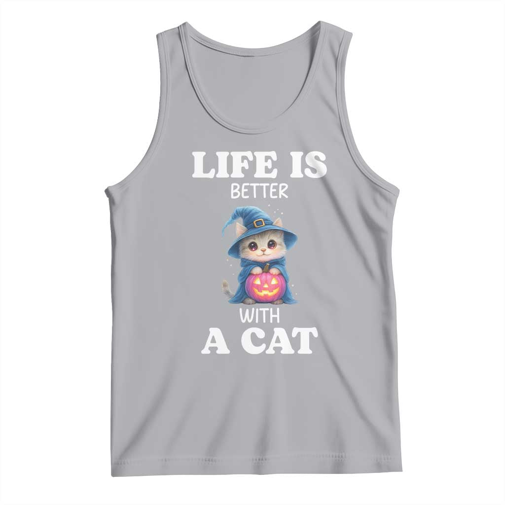 Halloween Kitty Tank Top Cute Life Is Better With A Cat - Wonder Print Shop