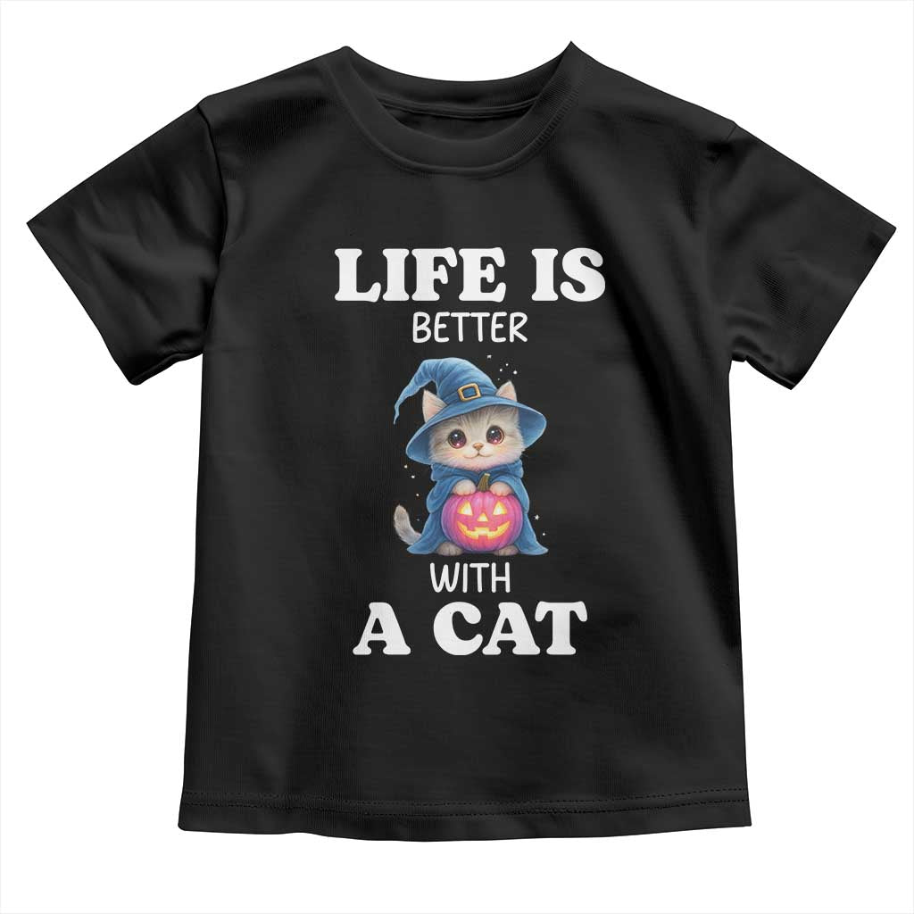 Halloween Kitty Toddler T Shirt Cute Life Is Better With A Cat - Wonder Print Shop