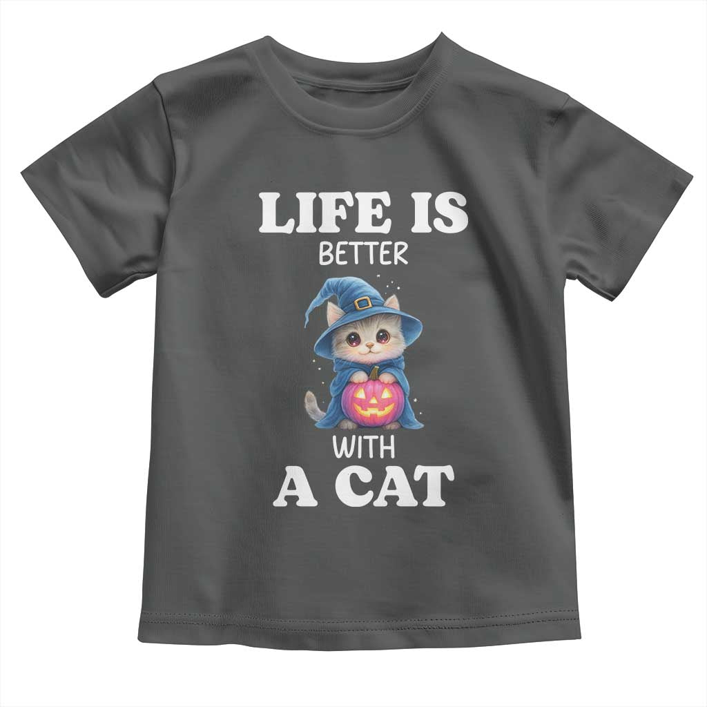 Halloween Kitty Toddler T Shirt Cute Life Is Better With A Cat - Wonder Print Shop