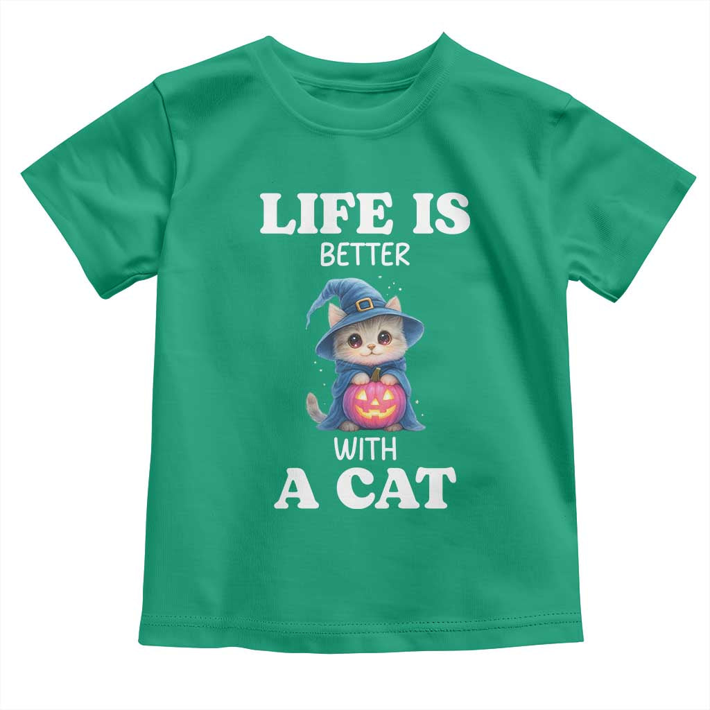 Halloween Kitty Toddler T Shirt Cute Life Is Better With A Cat - Wonder Print Shop