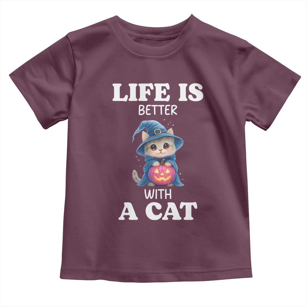 Halloween Kitty Toddler T Shirt Cute Life Is Better With A Cat - Wonder Print Shop