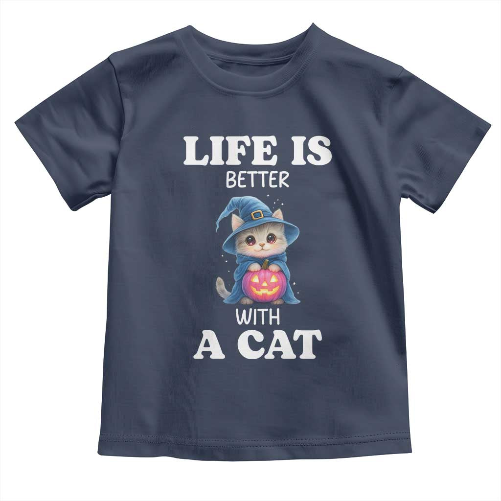 Halloween Kitty Toddler T Shirt Cute Life Is Better With A Cat - Wonder Print Shop