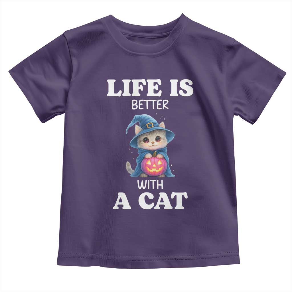 Halloween Kitty Toddler T Shirt Cute Life Is Better With A Cat - Wonder Print Shop
