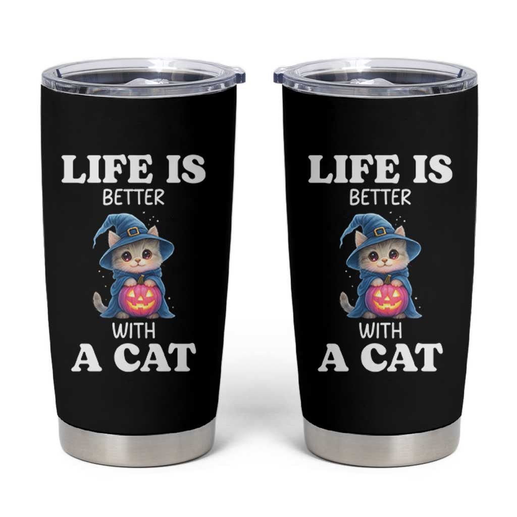 Halloween Kitty Tumbler Cup Cute Life Is Better With A Cat