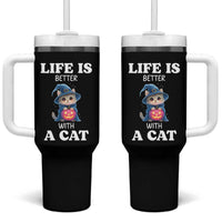 Halloween Kitty Tumbler With Handle Cute Life Is Better With A Cat