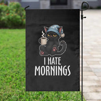 Funny I Hate Mornings Garden Flag Cute Lazy Cat Drink Coffee - Wonder Print Shop