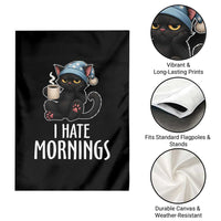 Funny I Hate Mornings Garden Flag Cute Lazy Cat Drink Coffee - Wonder Print Shop