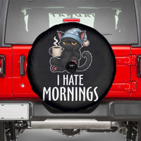 Funny I Hate Mornings Spare Tire Cover Cute Lazy Cat Drink Coffee - Wonder Print Shop
