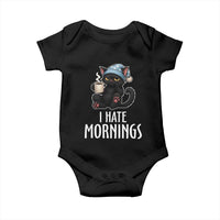 Funny I Hate Mornings Baby Onesie Cute Lazy Cat Drink Coffee - Wonder Print Shop
