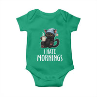 Funny I Hate Mornings Baby Onesie Cute Lazy Cat Drink Coffee - Wonder Print Shop