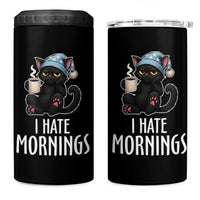 Funny I Hate Mornings 4 in 1 Can Cooler Tumbler Cute Lazy Cat Drink Coffee