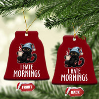Funny I Hate Mornings Ceramic Ornament Cute Lazy Cat Drink Coffee - Wonder Print Shop