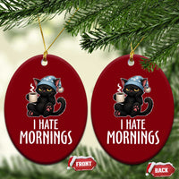 Funny I Hate Mornings Ceramic Ornament Cute Lazy Cat Drink Coffee - Wonder Print Shop