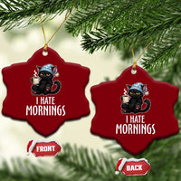 Funny I Hate Mornings Ceramic Ornament Cute Lazy Cat Drink Coffee - Wonder Print Shop