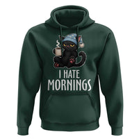Funny I Hate Mornings Hoodie Cute Lazy Cat Drink Coffee - Wonder Print Shop