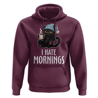 Funny I Hate Mornings Hoodie Cute Lazy Cat Drink Coffee - Wonder Print Shop