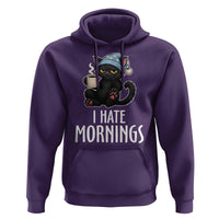 Funny I Hate Mornings Hoodie Cute Lazy Cat Drink Coffee - Wonder Print Shop