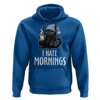 Funny I Hate Mornings Hoodie Cute Lazy Cat Drink Coffee - Wonder Print Shop