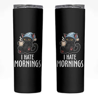Funny I Hate Mornings Skinny Tumbler Cute Lazy Cat Drink Coffee
