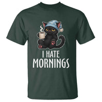 Funny I Hate Mornings T Shirt Cute Lazy Cat Drink Coffee - Wonder Print Shop