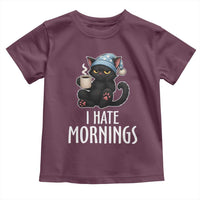 Funny I Hate Mornings Toddler T Shirt Cute Lazy Cat Drink Coffee - Wonder Print Shop