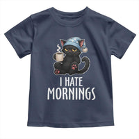 Funny I Hate Mornings Toddler T Shirt Cute Lazy Cat Drink Coffee - Wonder Print Shop