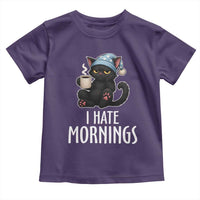 Funny I Hate Mornings Toddler T Shirt Cute Lazy Cat Drink Coffee - Wonder Print Shop