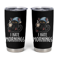 Funny I Hate Mornings Tumbler Cup Cute Lazy Cat Drink Coffee