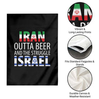 Funny Political Satire Garden Flag Iran Outta Beer And The Struggle Israel