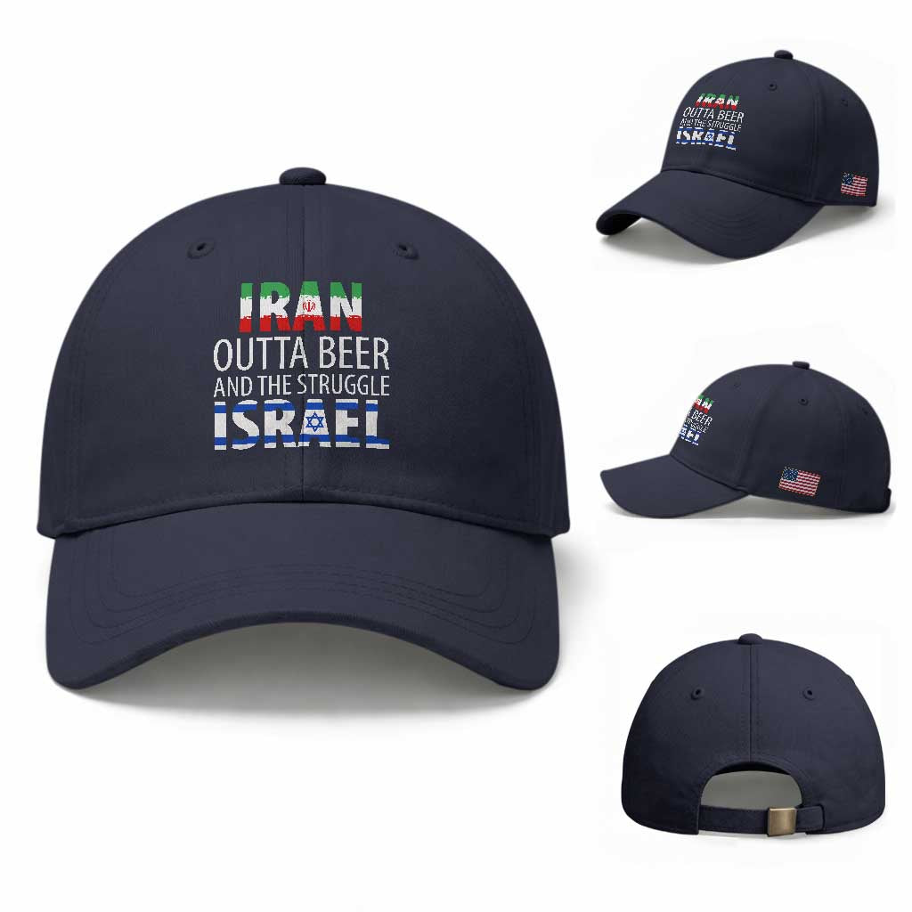 Funny Political Satire Baseball Cap Iran Outta Beer And The Struggle Israel