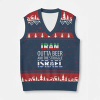 Funny Political Satire V-Neck Knit Sweater Vest Iran Outta Beer And The Struggle Israel