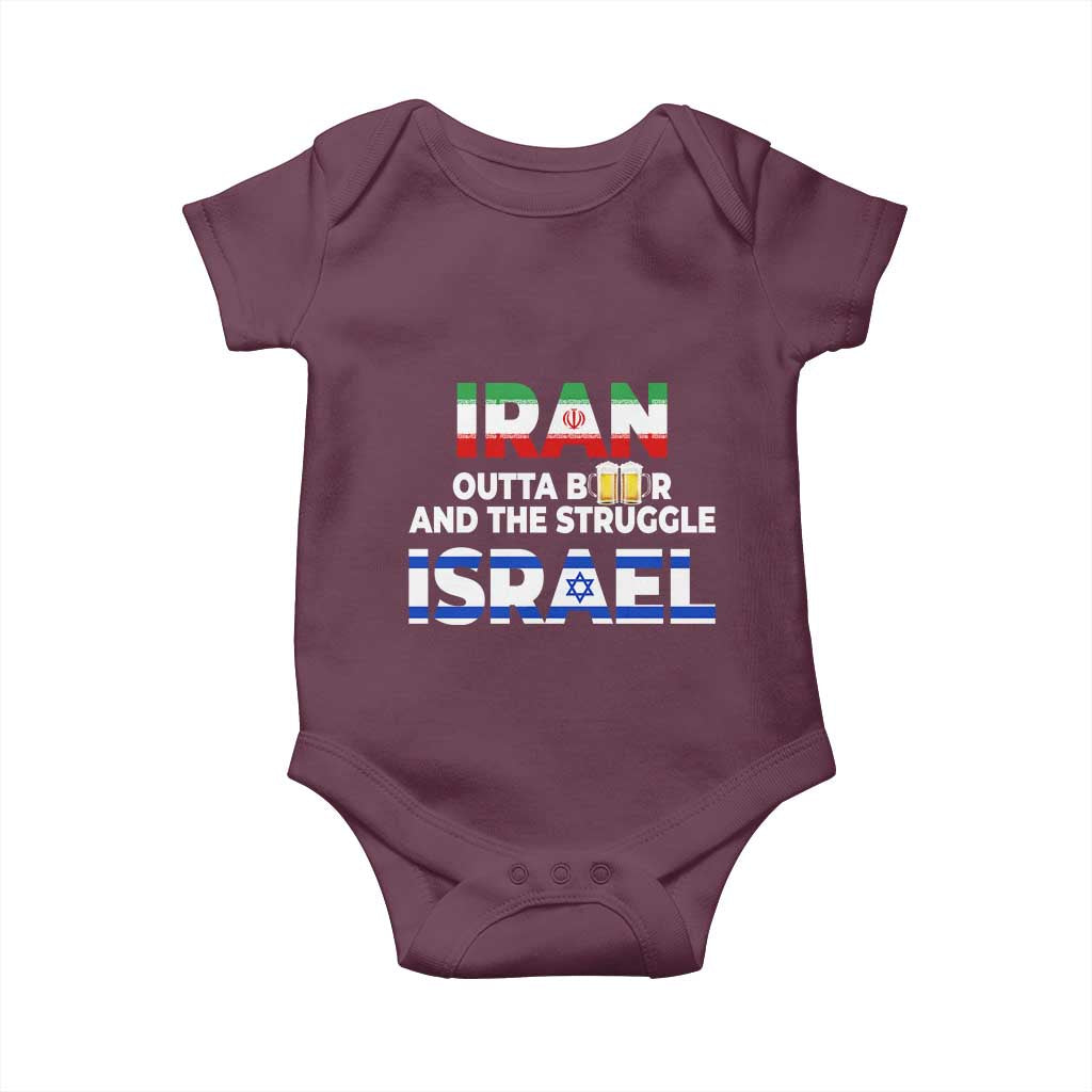Funny Geopolitical Satire Iran Outta Beer Israel Struggle Baby Onesie