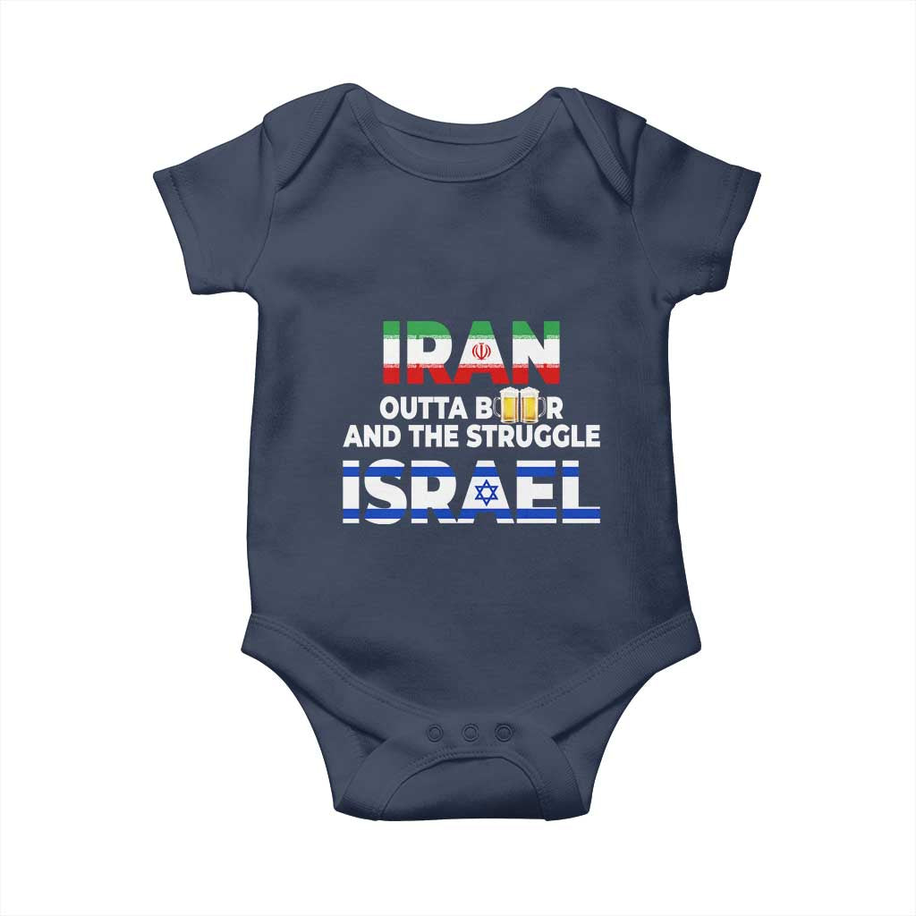 Funny Geopolitical Satire Iran Outta Beer Israel Struggle Baby Onesie