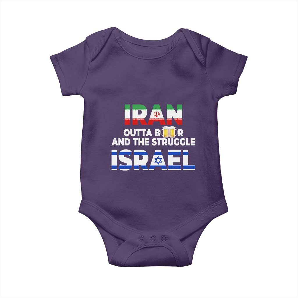 Funny Geopolitical Satire Iran Outta Beer Israel Struggle Baby Onesie