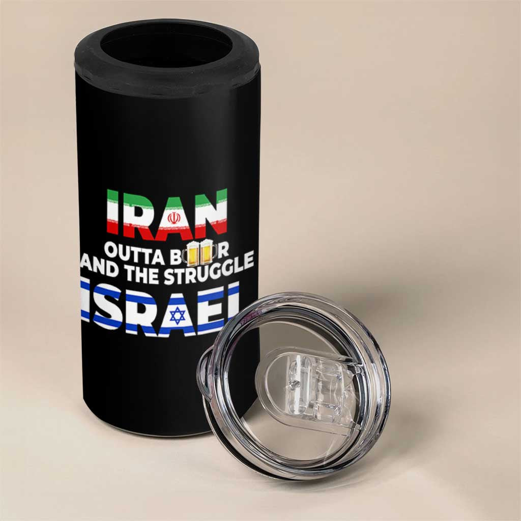Funny Geopolitical Satire Iran Outta Beer Israel Struggle 4 in 1 Can Cooler Tumbler