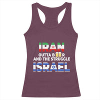 Funny Geopolitical Satire Iran Outta Beer Israel Struggle Racerback Tank Top
