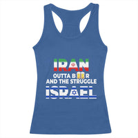 Funny Geopolitical Satire Iran Outta Beer Israel Struggle Racerback Tank Top