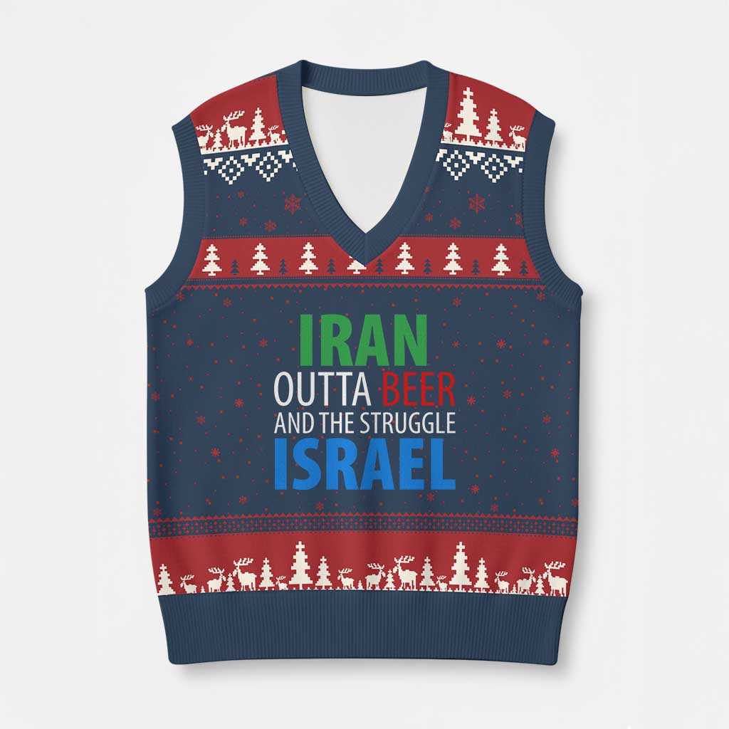 Iran And Israel Political Satire V-Neck Knit Sweater Vest The Great Beer Struggle