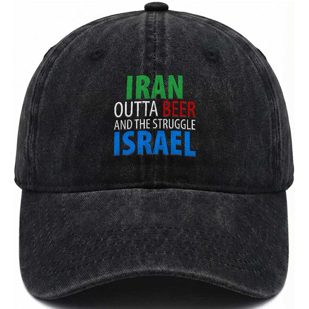 Iran And Israel Political Satire Washed Cotton Baseball Cap The Great Beer Struggle